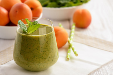 Healthy beverage - spinach and apricot smoothie.