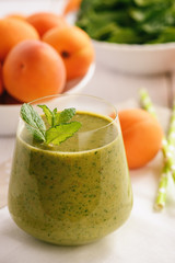 Healthy beverage - spinach and apricot smoothie.