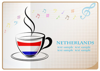 coffee logo made from the flag of Netherlands