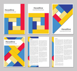 Colorful brochure template design, A4 6 pages with geometric graphics and text