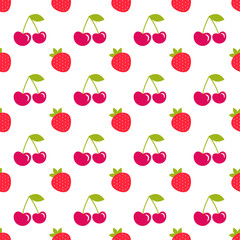 Fototapeta na wymiar seamless pattern with strawberry and cherry