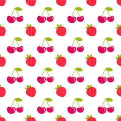 seamless pattern with strawberry and cherry