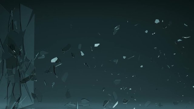 Beautiful cracked and broken glass with slow motion.