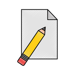 pencil school with paper isolated icon vector illustration design