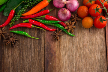 Vegetable on old wooden background