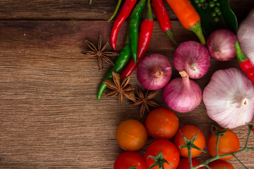 Vegetable on old wooden background