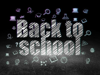 Education concept: Back to School in grunge dark room