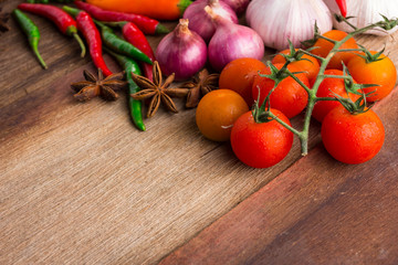 Vegetable on old wooden background
