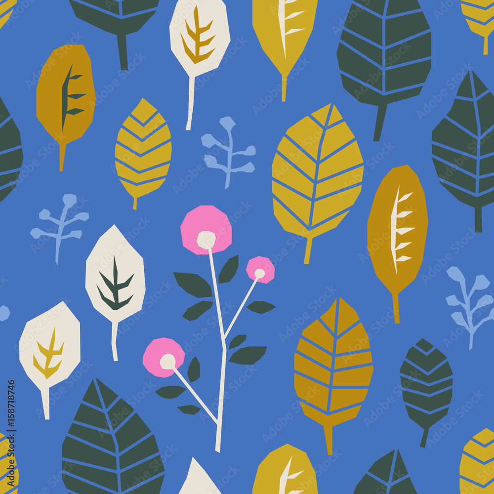 Poster seamless pattern with leaves