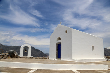 White chapel near Damoni Crete Greece