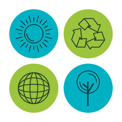 Colorful eco friendly icons over white background vector illustraition