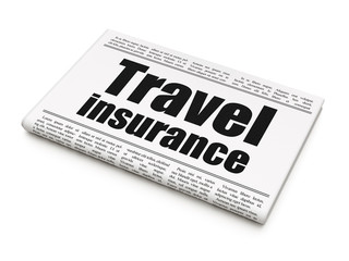Insurance concept: newspaper headline Travel Insurance