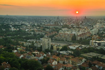 Fototapeta na wymiar View on the city at sunset