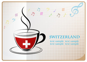 coffee logo made from the flag of Switzerland