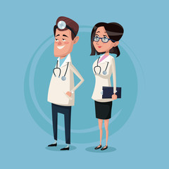 color background male and female team surgeons vector illustration