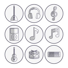 music related icons over white background vector illustration