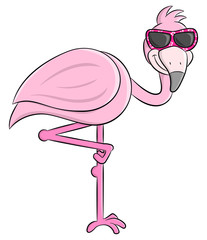Cartoon Flamingo mit Sonnenbrille - obrazy, fototapety, plakaty