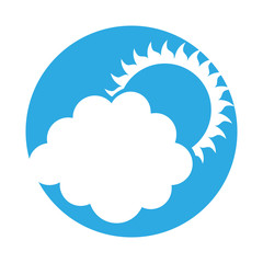 cluod with sun weather icon vector illustration design