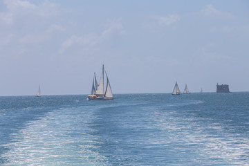 Obraz premium Sailing boats.Silent view of sailing boats on mediteran sea in Portovenere Italy