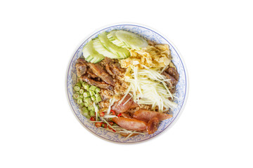 Rice Mixed with Shrimp paste isolated with clipping path.