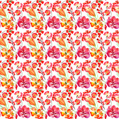 Wildflower flower pattern in a watercolor style isolated.