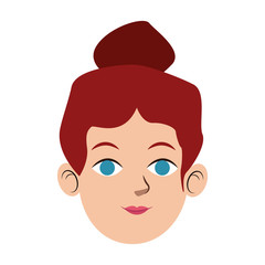 face portrait young woman cartoon vector illustration