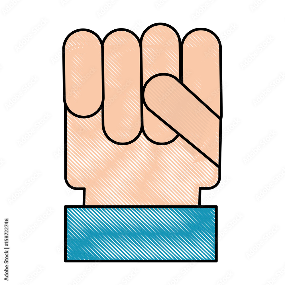 Poster hand human fist icon vector illustration design