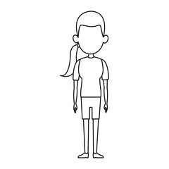 woman female standing character outline image vector illustration