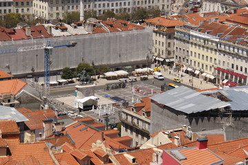 Fototapeta na wymiar Place à Lisbonne, vue aérienne, Portugal 