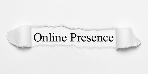 Online Presence on white torn paper