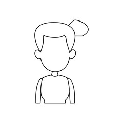 face portrait young woman cartoon vector illustration