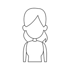face portrait young woman cartoon vector illustration