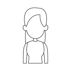face portrait young woman cartoon vector illustration
