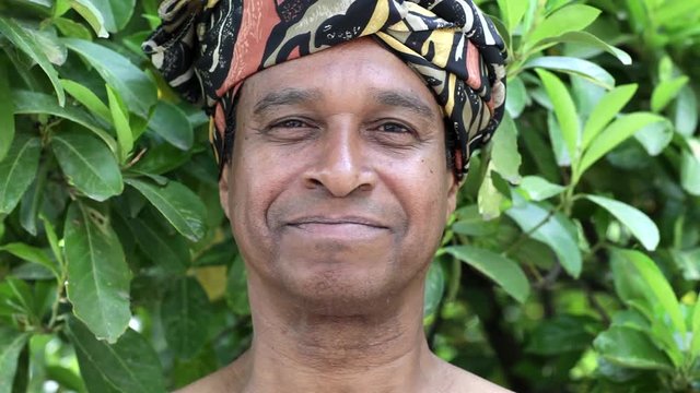 Portrait of smiling man wearing traditional Brazilian clothing