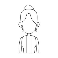 face portrait young woman cartoon vector illustration