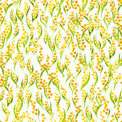 Calico watercolor pattern. Fair seamless cute small flowers for fabric design. Calico pattern in country stile. Trendy handpainted millefleurs.