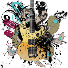 Grunge Guitar Illustration