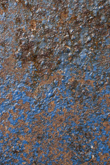 Blaue Metallplatte, verrostet