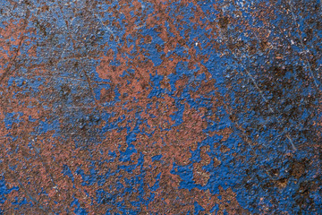 Blaue Metallplatte, verrostet