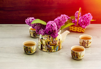 Lilac tea green tea teapot lilac twig