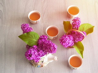 Lilac tea green tea teapot lilac twig