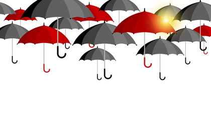 Vector red and black umbrella background for rainy season