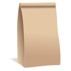 Brown paper food bag package. Realistic mockup template. packaging design.