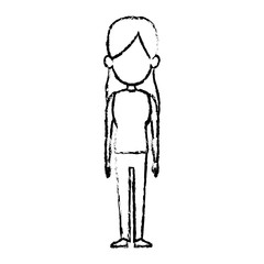 character woman female standing sketch image vector illustration