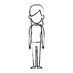 character woman female standing sketch image vector illustration