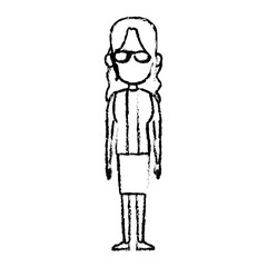 character woman female standing sketch image vector illustration