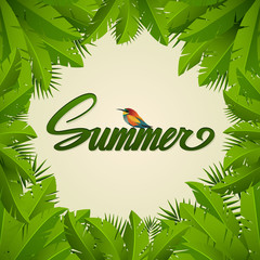 Fototapeta premium Summer time banner. Vector illustration card of holiday. Calligraphy inscription