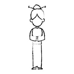 character woman female standing sketch image vector illustration