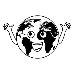 world planet comic character vector illustration design