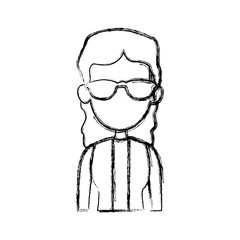 silhouette drawing of faceless half body woman hairstyle vector illustration